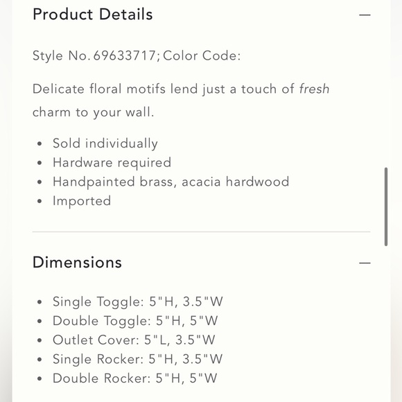 Anthropologie Toulouse Single Toggle Swichplate NIB - Picture 4 of 7